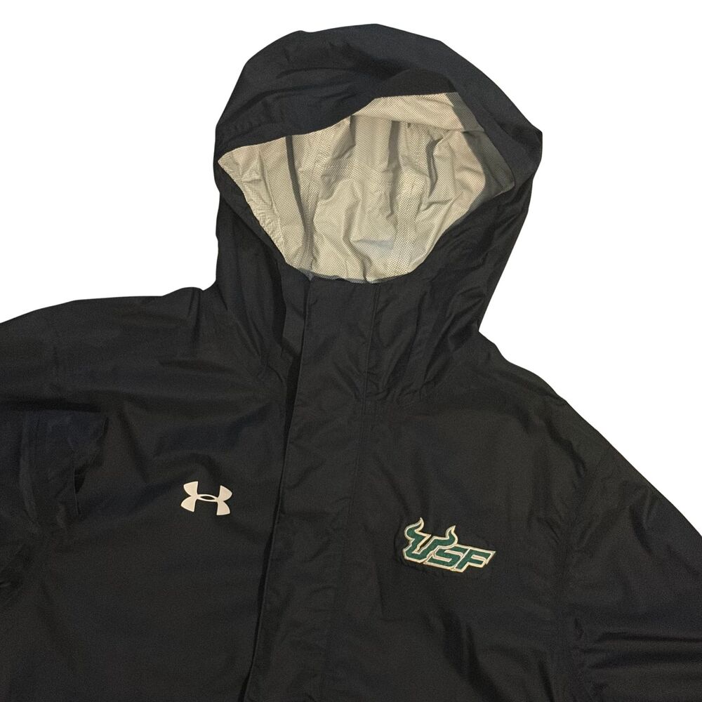 USF South Florida Bulls Rain Jacket Mens Large Black Full Zip Under Armour NCAA